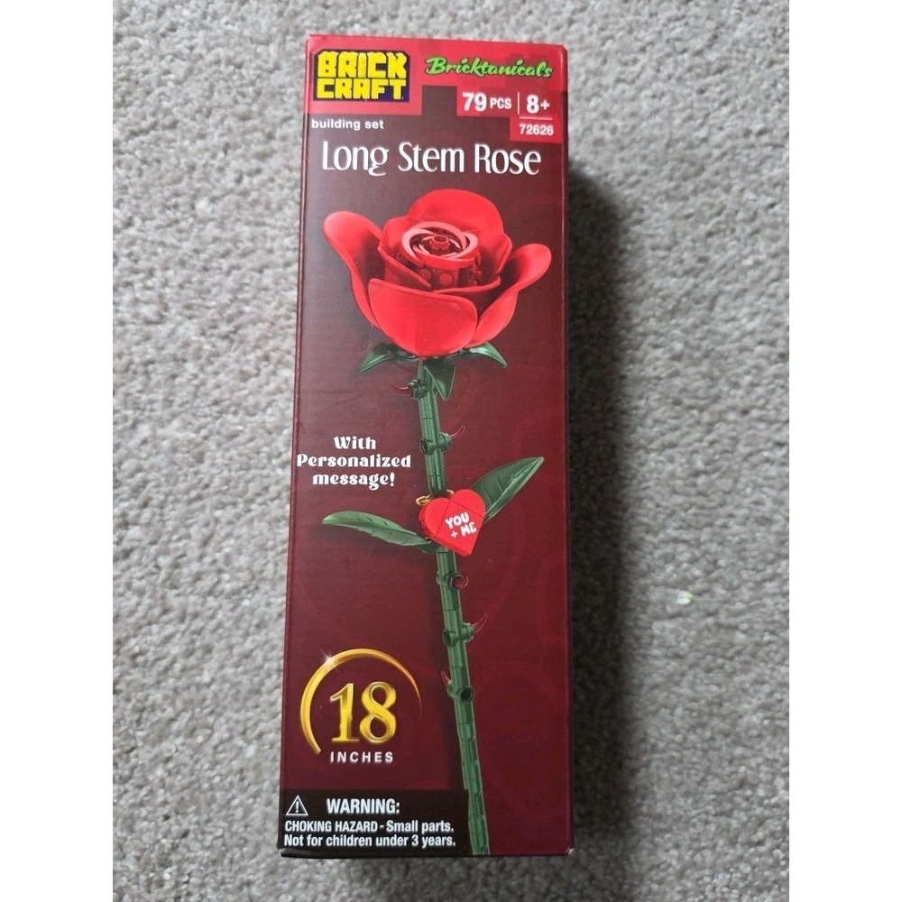 Brick‎ Craft Bricktanicals Building Set 72626 Long Stem Red Rose -79 Pieces New
